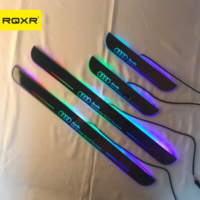 

Acrylic door sill plate strip with led decorative welcome light moving door scuff for Audi