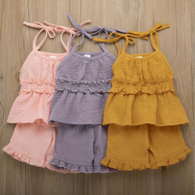

UK Toddler Kids Baby Girls Summer Clothes Floral Tops Shorts Pants 2PCS Outfits