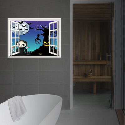 

Toponeto 3D Halloween Horror Decor Vivid Ghost Bat Scary Wall Sticker Decal Removable