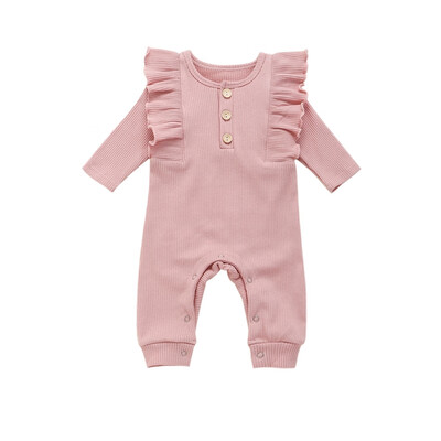 

Spring Autumn Casual Jumpsuits Baby Solid Color Long Sleeve Rompers Kids Bodysuits