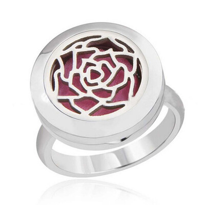 

Creative Stainless Steel Finger Ring Hollow Out Photo Locket Aromatherapy Essential Oil Diffuser Locket Charm Rings