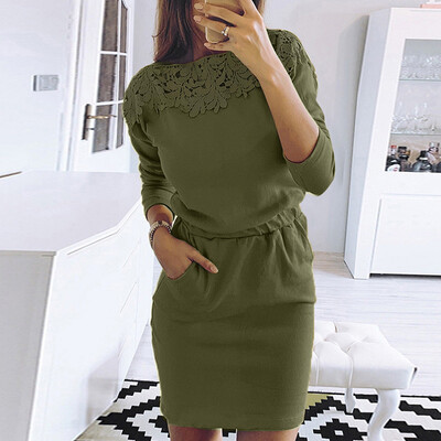 

Tailored Womens Floral Print Casual Tunic Dress Ladies Pockets Work Office Dress