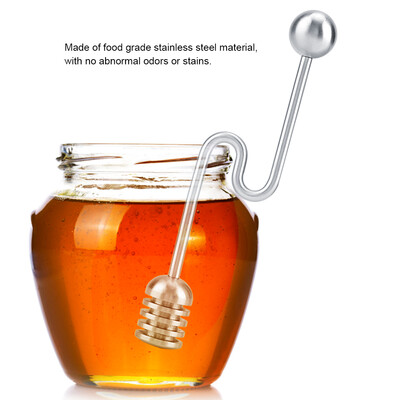 

304 Stainless Steel Honey Stick Curved Handle With Bead Honey Dipper For Honey Jar Honey Stirrer Honey Dipper
