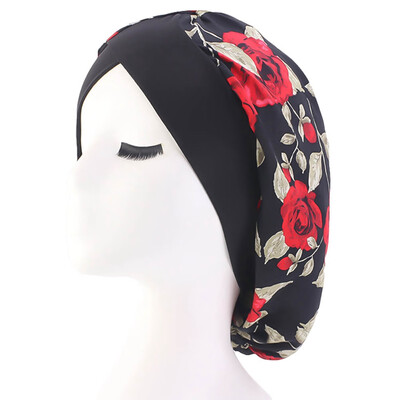

Long Hair Care Women Satin Bonnet Cap Night Sleep Hat Silk Cap Head Wrap Adjust