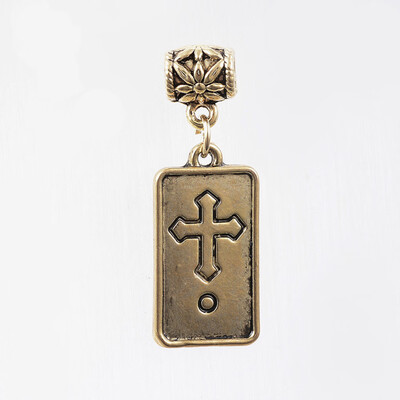 

Tibetan Style Alloy European Dangle Beads Large Hole Pendants Cadmium Free & Lead Free Rectangle with Cross Antique Golden