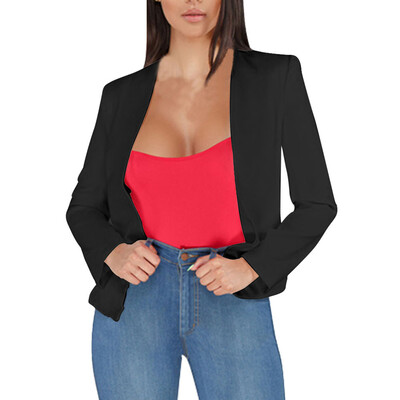 

Toponeto Fashion Women OL Style Long Quarter Sleeve Blazer Elegant Slim Suit Coat