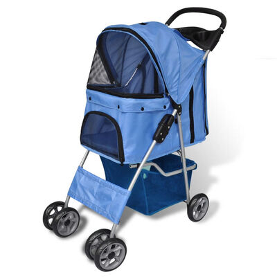 

Folding Pet Stroller DogCat Travel Carrier Blue