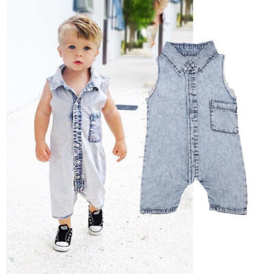 

Denim Newborn Baby Bodysuit Romper Infant Boy Girl Jumpsuit Clothes Outfit