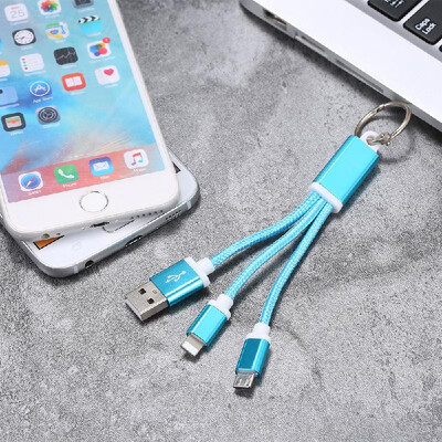

2-in-1 USB 20 Male to Type-CFor Lightening Nylon Braided Charge Cable For iOS Huawei Samsung HTC etc Blue