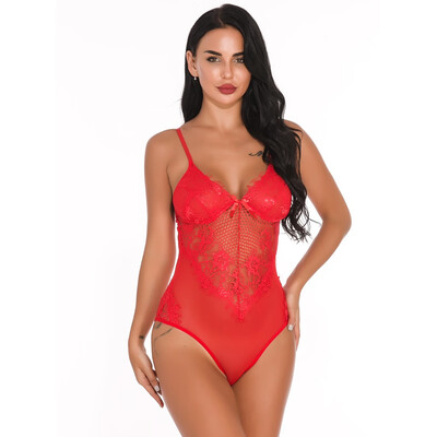 

Toponeto New One Piece Women Mesh Lace V-Neck Teddy Lingerie Jumpsuit Underwear Sleepwear