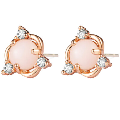 

1 Pair Cubic Zirconia Sweet Womens Imitation Opal White Jade Egg Noodles weeding Earrings