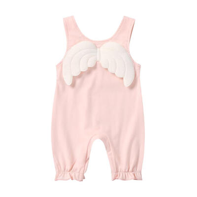 

Infant Baby Solid Color Sleeveless Rompers Boys Girls Wing Kids Jumpsuit