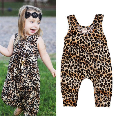 

Newborn Baby Girls Leopard Harem Romper Playsuit Outfits Clothes Summer