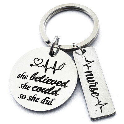 

Nurses Day Gift Fashion Pearl Keychain Key Chains Rings Heart Pendant Jewellery Best Nurse Ever Angel Wings Keychain