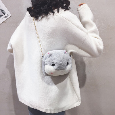 

Ugly cute small bag female 2019 new autumn&winter wild cute girl chain bag tide plush shoulder Messenger bag