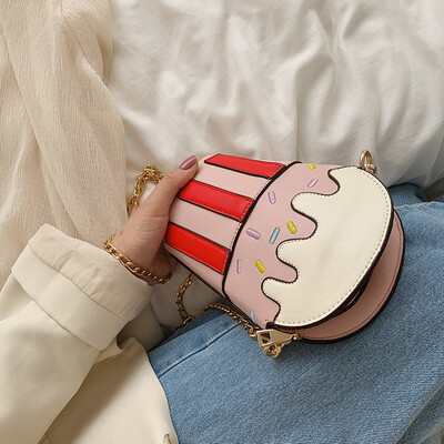 

Qiao Bani 2019 new South Korea ulzzang fashion stitching ice cream small square bag shoulder diagonal tide handbag
