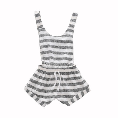 

Infant Baby Sleeveless Rompers Kids Girls Striped Print Jumpsuit Backless Overalls Newborn Clothes