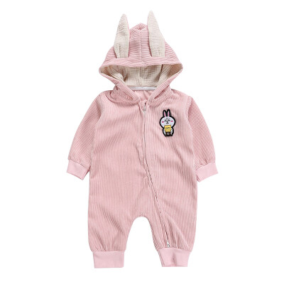 

Baby Boy Girl Winter Bodysuit Cute Cartoon Ear Hoodie Design Romper Bodysuit Casual Long Sleeve Outerwear