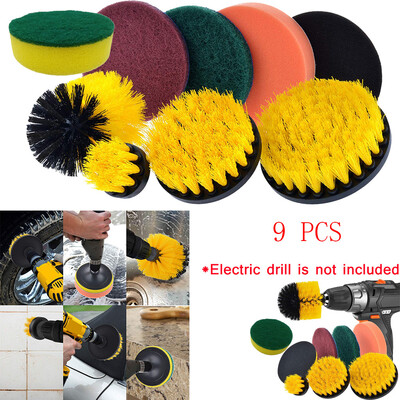 

〖Follure〗Drill Brush Scrub Pads 9 Piece Power Scrubber Cleaning Kit All Purpose Cleaner Scrubbing Cordless Drill for Cleaning Pool