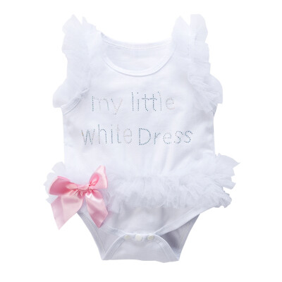 

Baby Girl Clothes Lace Short Sleeve Letter Baby Rompers Newborn Photography Props Dress Infant Jumpsuits Cotton 0-12M