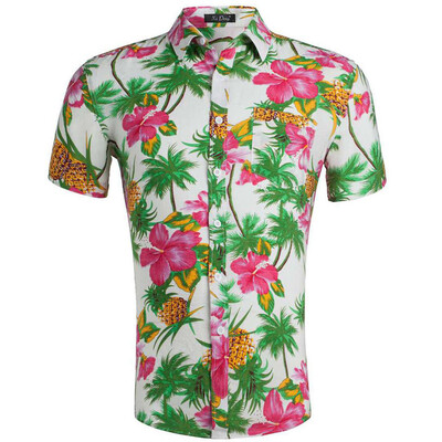 

Tailored Summer Casual Fashion Mens 3D Color Print Trend Color Short-sleeved Shirt Blouse