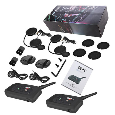 

2Pcs V6 Pro Motorcycle helmet headset Intercom BT Interphone for 6 Riders