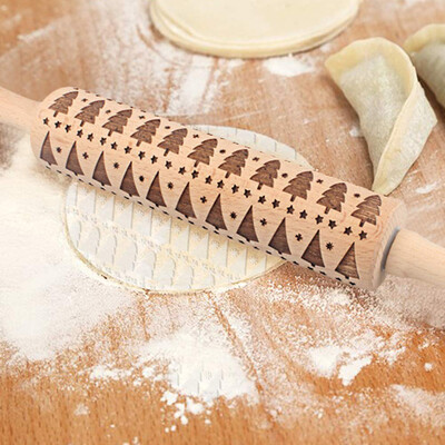 

Gobestart 2018 New Christmas Rolling Pin Engraved Rolling Pin Embossed Rolling Pin