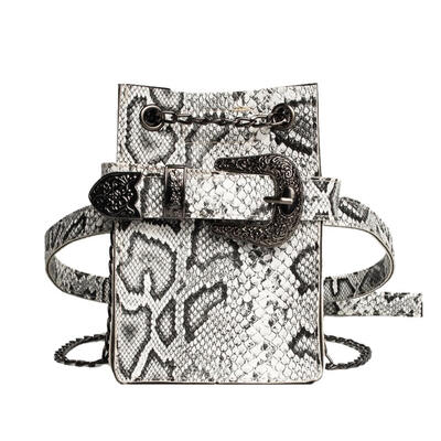 

Vintage Waist Fanny Pack Serpentine Snake Leather Women Shoulder Belt Bag