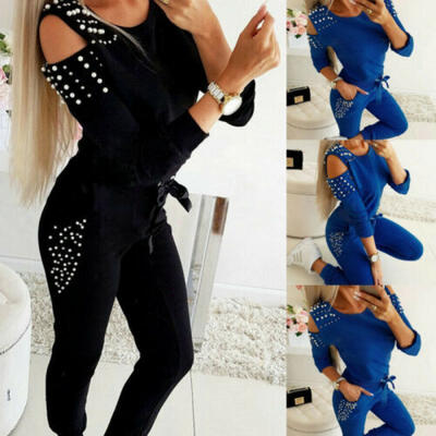 

Womens Jogger Running Tracksuit Sweatshirt Tops Pants 2Pcs Sets Sport Wear US