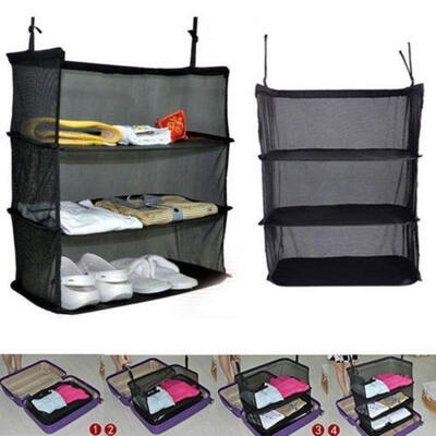 

New Portable Luggage System Hanging Travel Bedroom Shelves 3 Layer Storage Bag Organizer