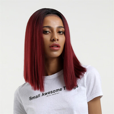 

Element Straight Synthetic Hair Lace Front 134 T Part Bob Wig 14" Wigs for Black Women 6 Colors Ombre Hair Choice Cosplay Wig