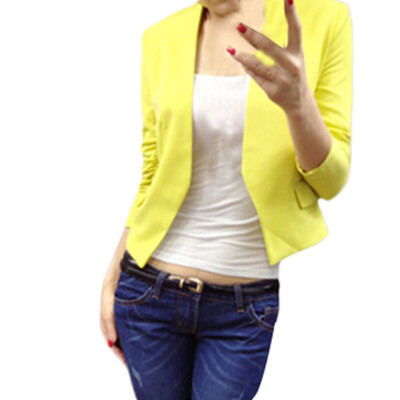 

Roseonmyhand Fashion Women OL Style Nine Quarter Puff Sleeve Blazer Elegant Slim Suit Coat