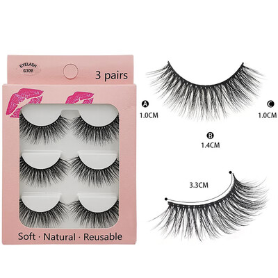 

Gobestart 3 Pairs Of Natural Thick New 3D Imitation Mink False Eyelashes 10 Styles