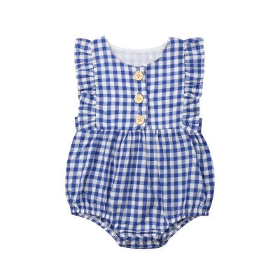 

Infant Baby Girl Ruffle Plaid Romper Sleeveless Jumpsuit One Piece Outfits Sunsuit Summer Clothes