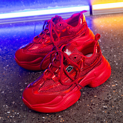 

Chinese Red daddy shoes girl ins tide spring&summer hundred set thick bottom breathable casual sports shoes