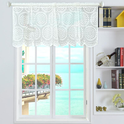 

Valance Grid Style Short Sheer Curtains Rod Pocket Mesh Window Sheer Drapes for Kitchen Balcony Home 18"X59