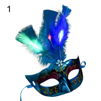 

Luminous Feather Halloween Half Face Mask Masquerade Party Costume Supplies