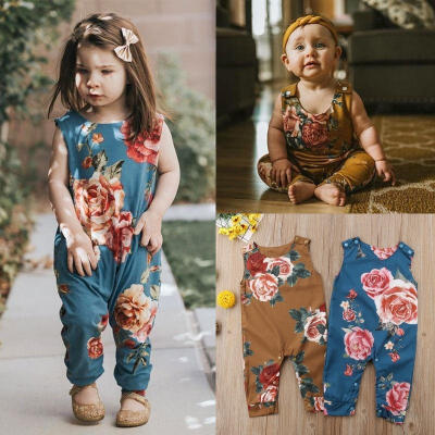 

Newborn Baby Girls Floral Print Sleeveless Romper Jumpsuit Summer Sunsuit Outfits Clothes 0-2 Years