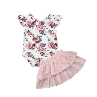 

Cute Newborn Baby Girls Tops Floral Romper TuTu Skirts Outfits Set Clothes