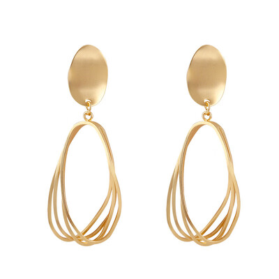 

Flashbuy Gold Statement Earrings Trendy Jewelry for Women Metal Oval Earrings Simple Gilrs Wholesale Geometric Lines Pendientes