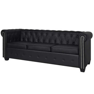 

Chesterfield 3-Seater Artificial Leather Black