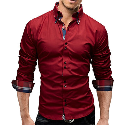 

SUNSIOM Mens Long Sleeve Slim Fit Dress Shirt Business Work Luxury Formal Casual T-shirt