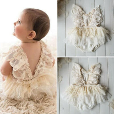 

US Newborn Baby Girl Flower Lace Romper Bodysuit Tutu Dress Outfit Clothes 0-24M
