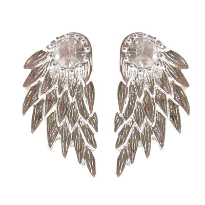 

Fashion Gothic Women Cool Jewelry Angel Wings Rhinestone Alloy Drop Stud Earrings