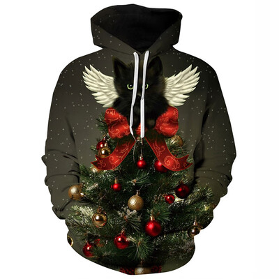 

Winter Halloween Men\s Digital Print Long Sleeve Christmas Tree Sweatshirt