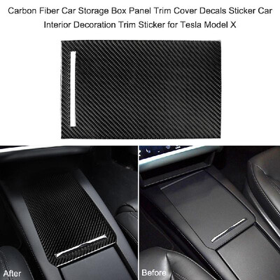 

Carbon Fiber Car Storage Box Panel Trim Cover Decals Sticker Car Interior Decoration Trim Sticker for Tesla Model X