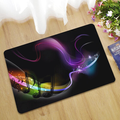 

Toponeto New Music Note Printing Flannel Bathroom Area Rugs Kitchen Carpet Door Mat