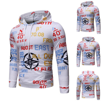 

Gobestart Men Splicing Tie Dyeing Pullover Long Sleeve Hooded Sweatshirt Tops Blouse