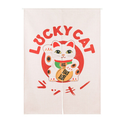 

Lucky Cat Design Cotton And Linen Japanese Style Doorway Curtain Hanging Tapestry For Home Decoration