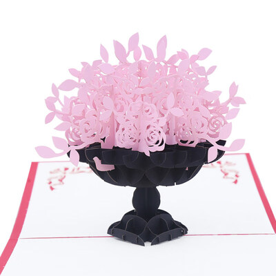 

Creative Rose Flower 3D Pop Up Paper Greeting Card Valentines Day Birthday Gift